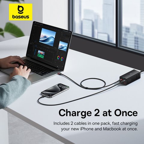 USB кабель Baseus Cafule, 2xUSB тип-C, 200 см, 100 Вт, чорний, червоний, в нейлоновому обплетенні, 2 шт., #P10318306003-01 Прев'ю 2