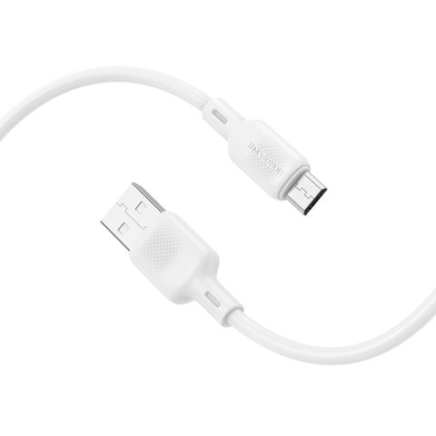 USB кабель Borofone BX113, USB тип-A, micro-USB тип-B, 100 см, 2,4 А, білий, #6941991115424 Прев'ю 1