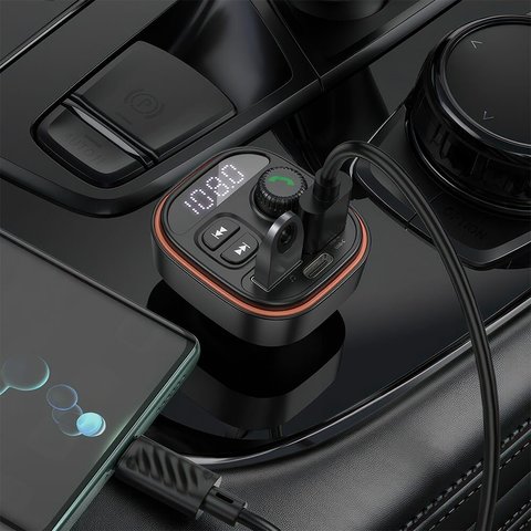 FM Transmitter Borofone BC59, (black, with button, USB type-A, USB type C) #6941991117312 Preview 2