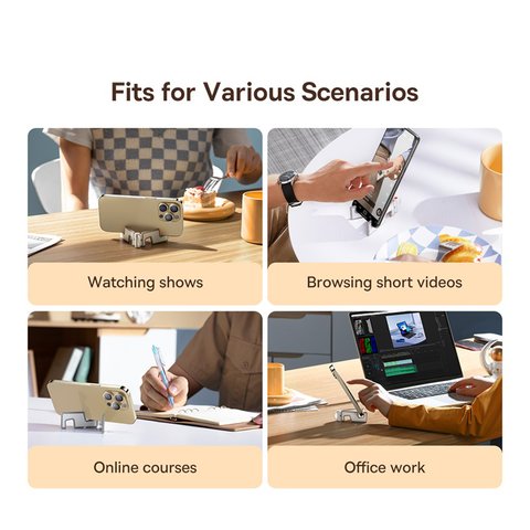 Soporte Baseus Portable Series Folding Moon, plegable, de sobremesa, blanco, plástico, #B10556600211-00 Vista previa  1