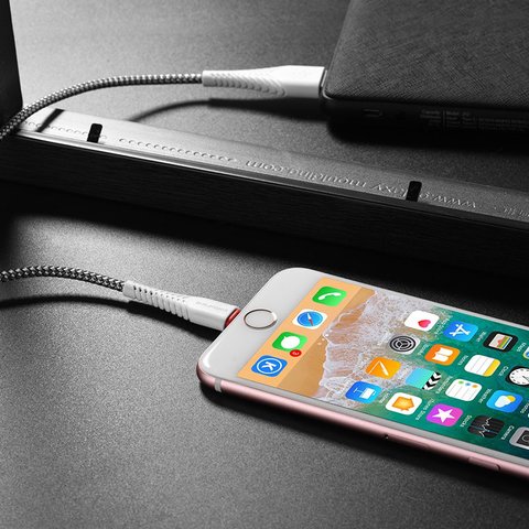 USB кабель Borofone BX25, USB тип-A, Lightning, 100 см, 2,4 А, білий, #6931474703460 Прев'ю 3